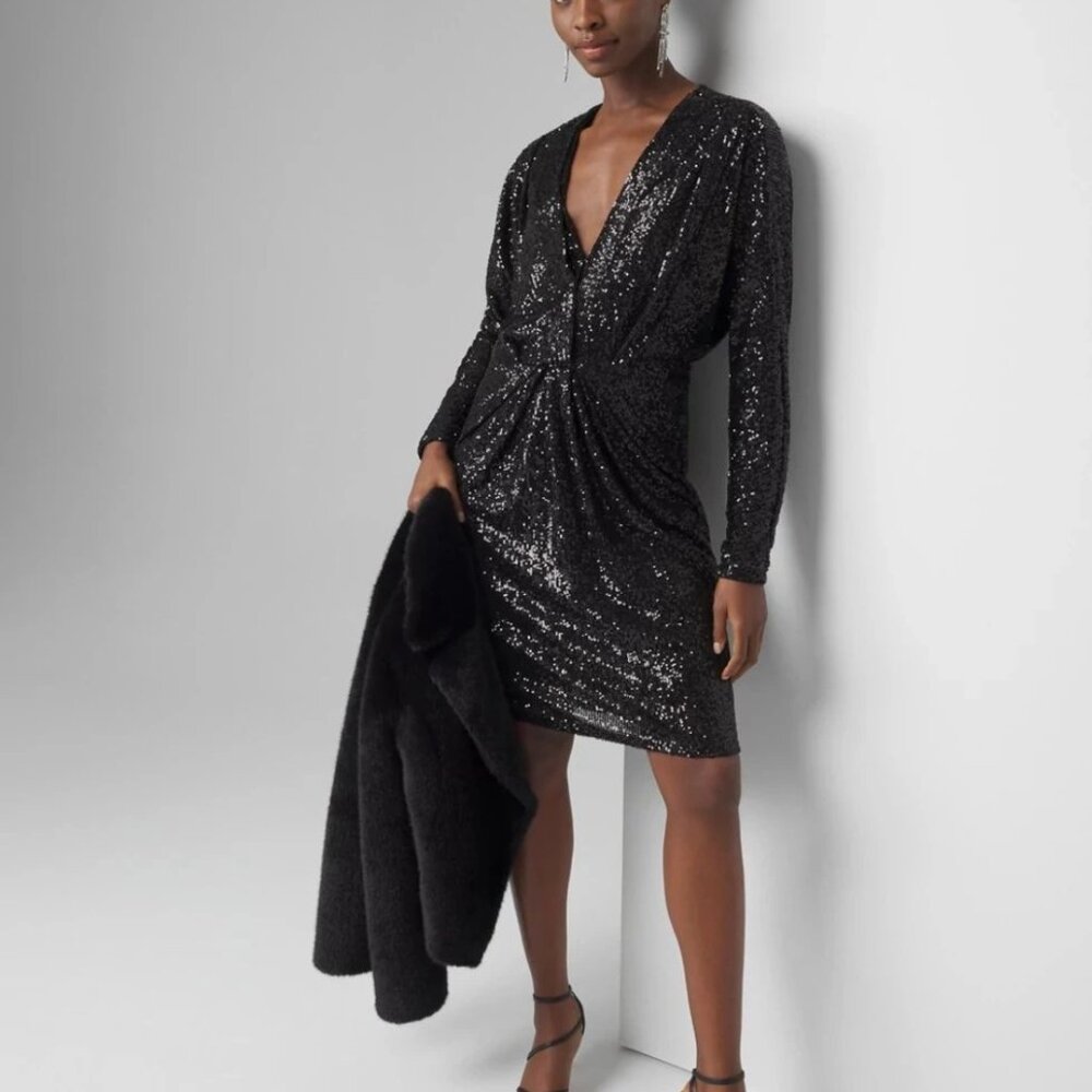 White House Black Market sequin pleated dress NWT